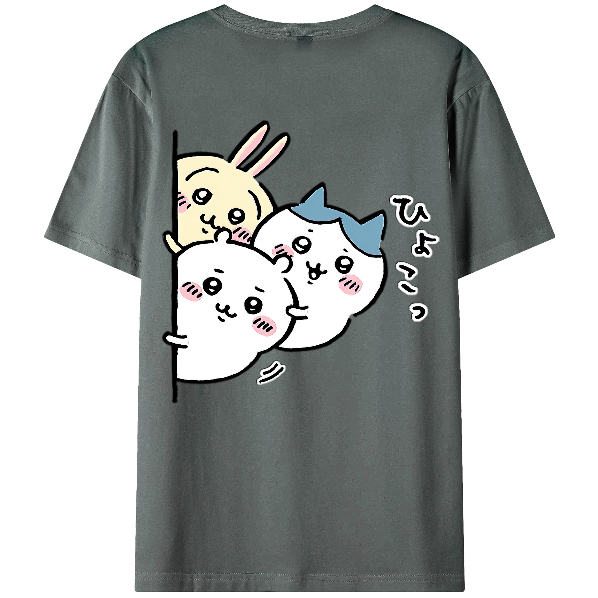 （画像用） ちいかわ うさぎ Chii-kawa usagi 綿100％半袖Tシャツ（背面プリント）